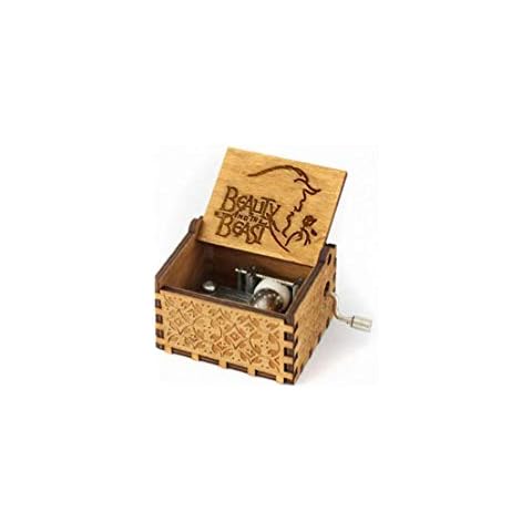Wooden Music Box Classic Carved Musical Box Crafts Beauty and the Beast Gifts for Kids Friends Cover