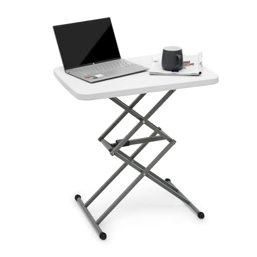 Athena Collection Folding TV Tray Table Couch Table with 5 Height Adjustments, Portable Small Folding Table Dinner Tray Laptop Table for Living Room Small Space for Eating on Bed Sofa Couch