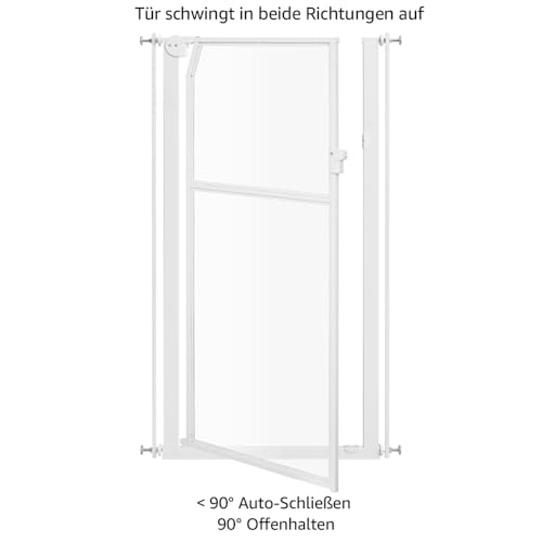 unipaws 142 cm Extra Hoch Katzengitter Tür, Transparente Türgitter Katze, 75–85 cm Breite, Ohne Bohren Druckmontage, Hundegitter Wohnung für Türrahmen, Flur und Treppen (Weiß