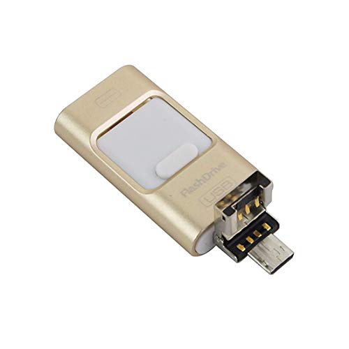 256GB USB Flash Drives, for iPhone [3-in-1] Lightning OTG Jump Drive, iPad Memory Stick, iOS External Storage Expansion for iOS Android PC Laptops (256GB, Gold)