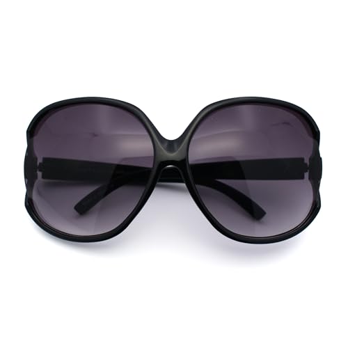 SA106 Womens Extra Oversized Round Designer Fashion Butterfly Sunglasses Black