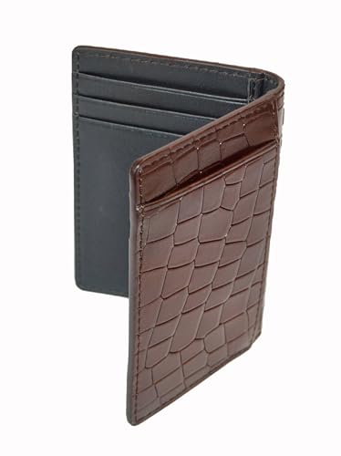 Premium Leather Card Case wallet, bifold, 10 Slots, Hand Stitched, Compact (Brown Black)4