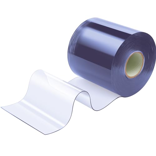 Image of Moukeren Plastic Curtain Strips, 50 ft x 8 in Clear PVC Strip Curtain Roll, Heavy Duty Plastic Insulated Freezer Door Strips for Commercial, Walk-in Cooler, Garage, Warehouse, 0.08 inch Thickness