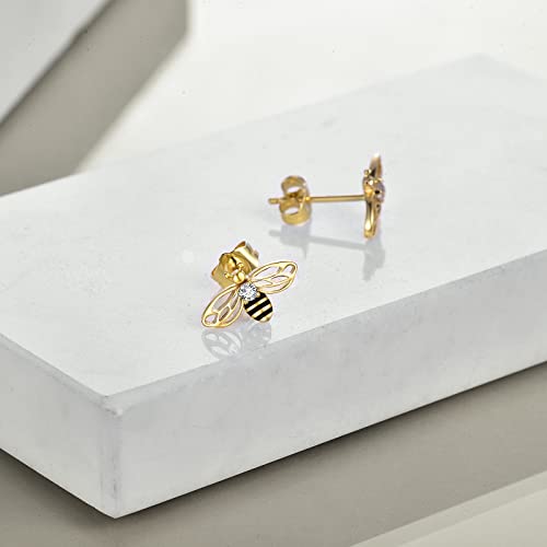 925 Sterling Silver Bee Earrings Gold Cute Bumblebee Stud Earrings Jewellery Birthday Gifts for Women3