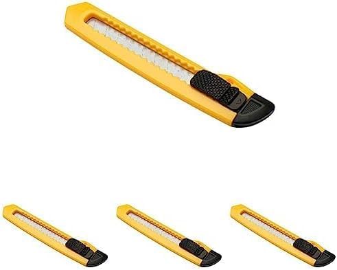 Merriway® BH01759 Retractable Handy Hobby Craft Utility Plastic Knife with Snap-Off Blades,Yellow,Large (Pack of 4)