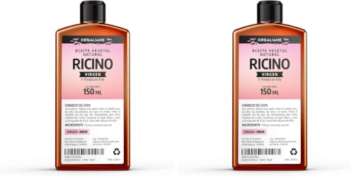 Aceite de Ricino 150 ml - 100% virgen - Puro y Prensado en frío - Ricinus Communis - Cabello, pestañas, cejas, uñas, barba (Paquete de 2)