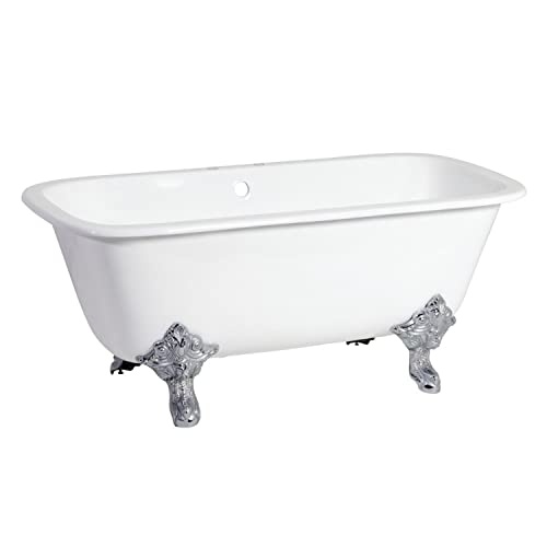 Kingston Brass VCTQ7D6732NL1 Aqua Eden Clawfoot Tub, White/Polished Chrome