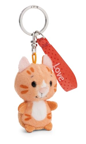 Schlüsselanhänger Katze 'Love' 5cm orange - Plüsch-Begleiter Kuscheltieranhänger mit Schlüsselring für Schlüsselband, Schlüsselbund & Schlüsselhalter