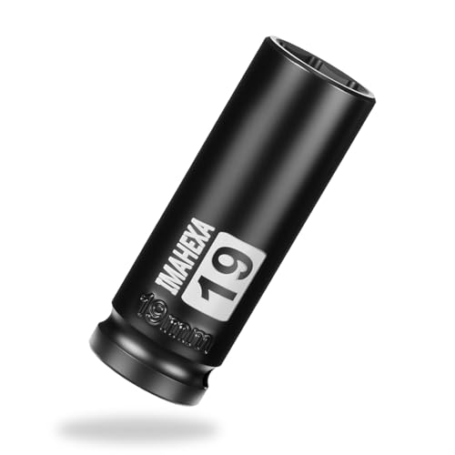IMAHEXA 1/2 Drive 19mm Metric Deep Impact Socket 6-Point Cr-Mo Steel Socket