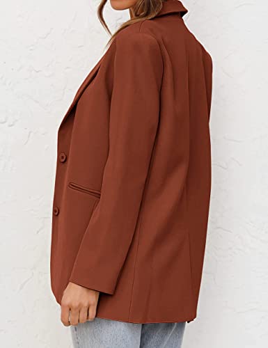Merokeety Womens Casual Blazers Long Sleeve Lapel Open Front Button Work Blazer Jackets With Pockets,Caramel,M #TOP2