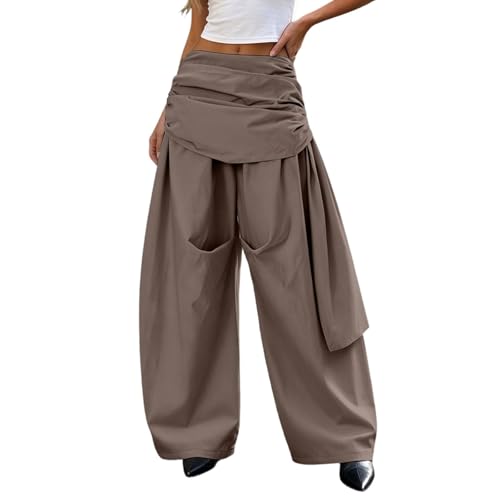 Pantalon cargo pour femme avec coupe large et taille haute pour le quotidien
