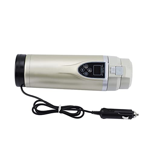 Hervidor Eléctrico, Tetera de Viaje Hervidor Portátil de 350 Ml de Viaje Multifunción Portátil Tea de Agua Caliente Taza de Agua Caliente Exhibición Lcd Copa de Calefacción con Almohadilla (Champán)