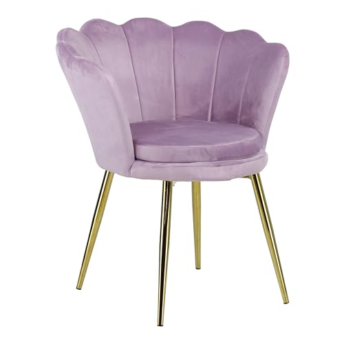 Totò Piccinni Poltroncina VELVET imbotita con schienale a conchiglia in velluto con gambe in oro (Rosa)
