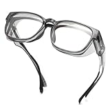 LianSan Safety Glasses Over Eyeglasses for Women - Anti-Fog Goggles Fit Over Prescription Eyewear for ANSI Z87.1 Certified(Clear Grey)