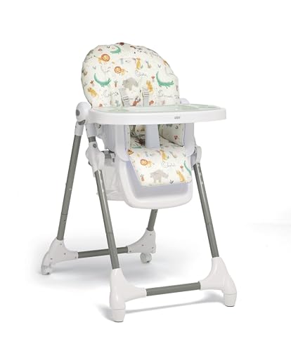 Mamas & Papas Snax, Adjustable Highchair, Reclines, Foldable, Removable Tray, Jungle Alphabet