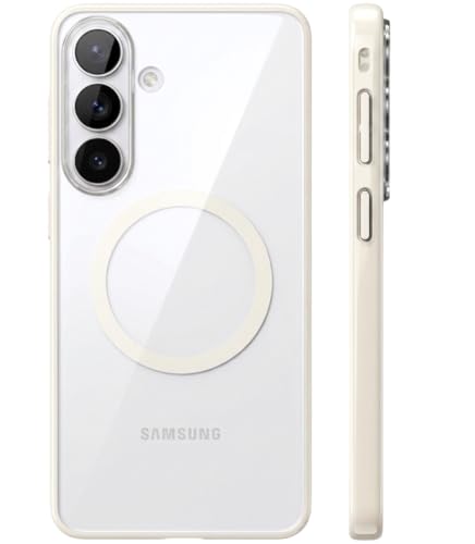 Image of Golden Sand Aura MagSnap Series Transparent Back Cover for Samsung Galaxy S26 5G | Ultra-Clear Glass Feel | Military Grade Protective Case, Camera Protection, (Ivory)