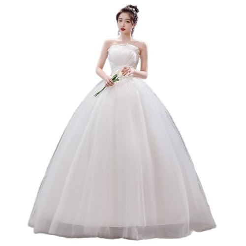 Robe de bal de mariée froncée haut de gamme avec jupe traînante majestueuse