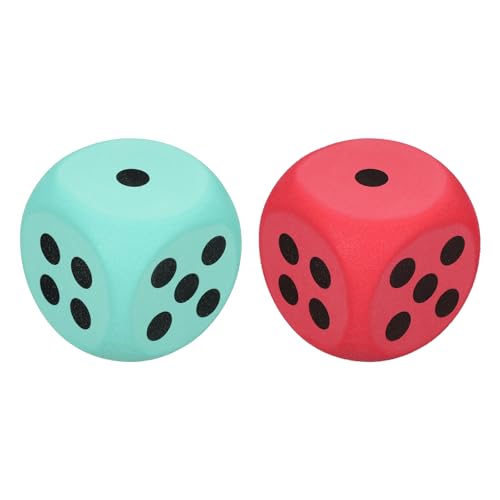 QUARKZMAN 2 Pezzi Dadi in Schiuma, 8cm/3.15 Pollici EVA Dadi a 6 Facce Palla Antistress blocco Comprimibili per Giochi da Tavolo Alleviare Stress Ansia (Verde, Rosso)