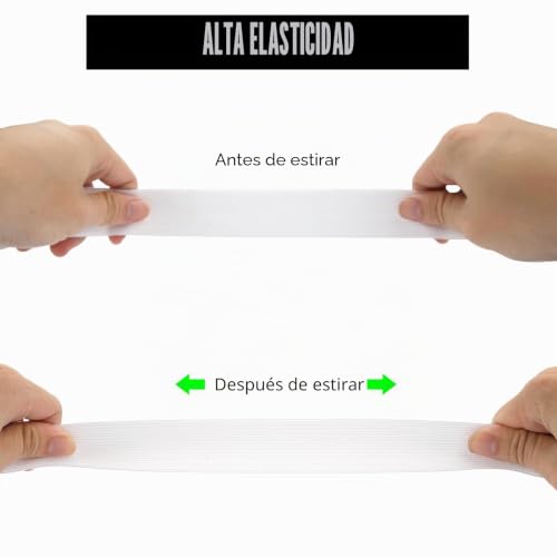 Miniatura 4 de 4 Rollos 20 Metros De Goma Elastica Costura Fina, Cinta Elastica Costura De Alta Elasticidad Ancho 10 Mm, 20 Mm, 30 Mm, 40 Mm, Plana Cinta Elástica Blanco Para El Hogar Manualidades De Costura Diy