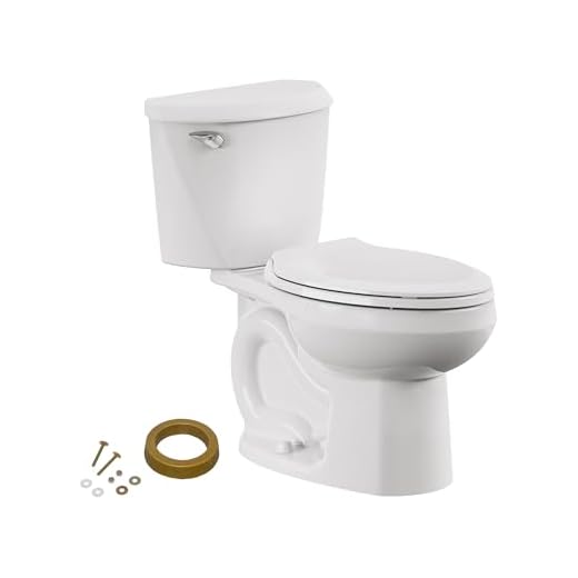 American Standard 607AA001.020 Colony 3 Two-Piece Toilet with Toilet Seat and Wax Ring, Elongated Front, Chair Height, White, 1.28 gpf