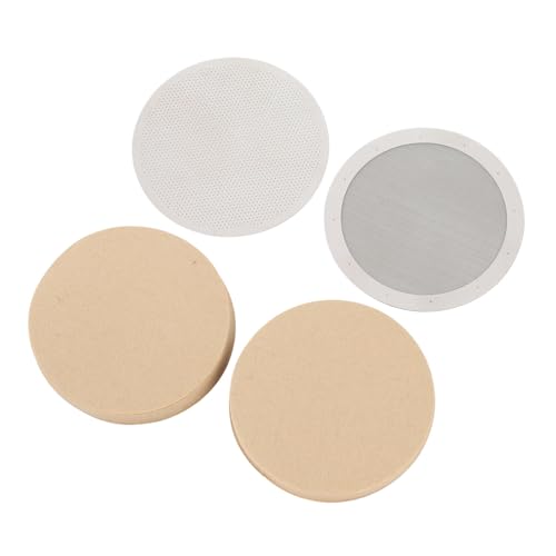 Sorandy Filtro de café de Disco, Filtros de Malla Fina de Acero Inoxidable, Filtro de Prensa Francesa de 2,4 Pulgadas de Diámetro, Ideal para de Prensa Francesa (Con papeles de)