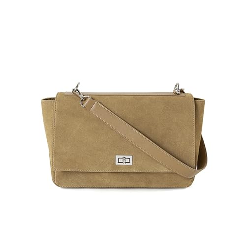 Frosted Genuine Leather Crossbody Bags for Women,Trendy Designer Shoulder Handbags,Everyday Purse Suede Tote Bag