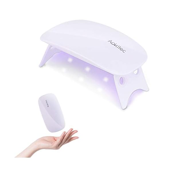 Aokitec-Mini-UV-LED-Nail-Lamp-Portable-Gel-Light-Mouse-Shape-Pocket-Size-Nail-Dryer-with-USB-Cable-for-All-Gel-PolishWhite Aokitec UV LED Nail Lamp - UV Light for Nails Portable LED Nail Dryer for Curing All Kinds of UV Nail Gels Nail Glue Gel Nail Polish Small but High Efficient for Salon Use Home DIY, White