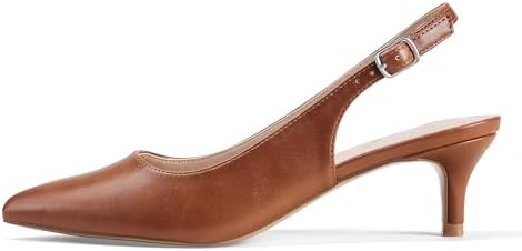GENSHUO Low Kitten Heels Women's Slingback Dressy Pumps Pointed C...