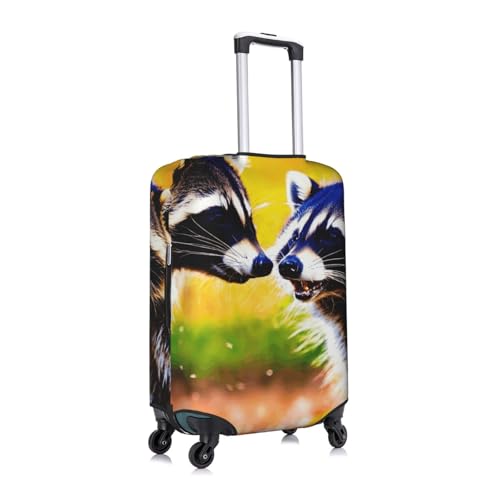 cute raccoon Print Protective Suitcase Cover Washable Travel Luggage Protector with Concealed Zipper3
