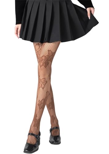 Mrotrida Women's Floral Patterned Fishnet Tights Y2k Gothic Flower Lace See Through Pantyhose Stocking3