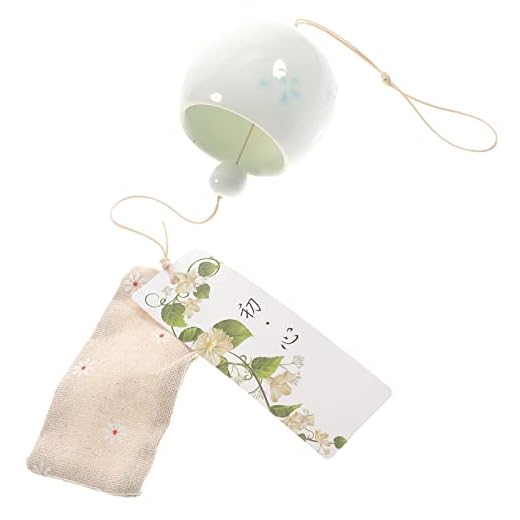 Veemoon Japanese Ceramic Wind Chimes, Small Art Wind Chimes Handmade Hanging Bedroom Pendant Decor Creative Party Favor for Garden Patio Window Indoor Outdoor