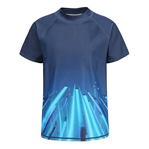 Zestonie Boys One Piece Rash Guard Swimsuits Short Sleeve Swim Shirt for Kids Bathing Suit Swimwear 3-16 Years, Navy Blue 16, 7-8 Years Cover
