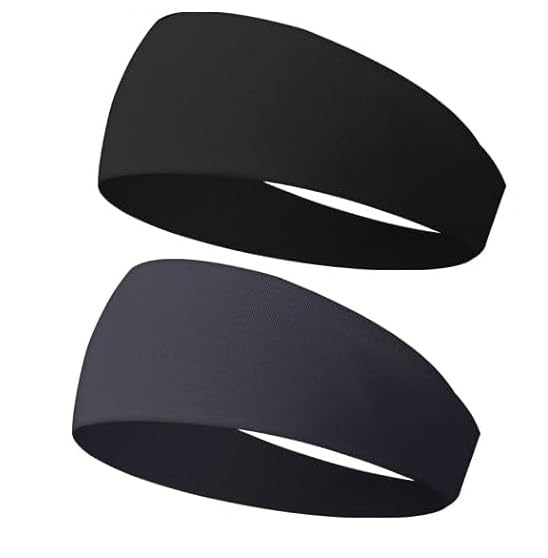 Sports Sweatbands for Men Women Camo Headbands Workout Non Slip Headbands Breathable Head Band Fitness Stretchy Unisex Hairband for Yoga Running Cycling Ball (Black, Grey)-image-28