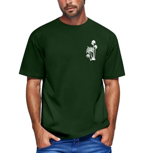 MOKBAY Camiseta Manga Corta Hombre Camisetas Personalizadas Slim Fit Marca con Estampada de Coco Tshirt Verde Oscuro Ropa Verano Compra Online Camisa Hombre Manga Corta Verde Oscuro XXL