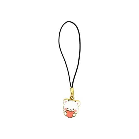 Milkmochabear Heart Milk Mini Phone Charm Enamel Authentic Merchandise (4" Inches Long) for Cell Phones Bags Camera Strap Cute Adorable Accessories Couples Matching Gift Cover