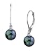 THE PEARL SOURCE 14K Gold AAA Quality Round Genuine Black Akoya Cultured Pearl Leverback Earrings for Women