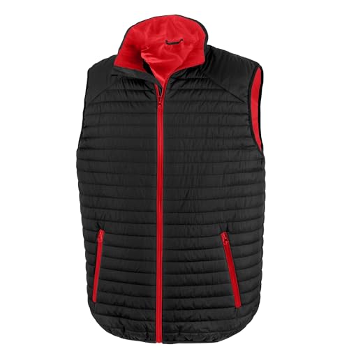 Image of Result Unisex Adult Thermoquilt Gilet (M) (Black/Red)