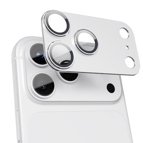 GratKit for iPhone 17 Pro Max Camera Lens Protector, 9H Tempered Glass with Aluminum Alloy Frame Full Protective Cover, Case Friendly, Ultra HD, Night-Shot Friendly, Silver