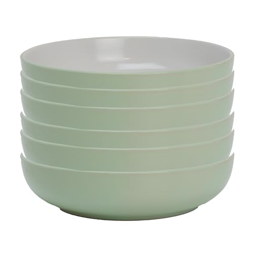 DIVCHI Dinner Bowl Set Lightweight & Stylish Tableware Bowls for Serving Cereal Soup Pasta Salads & Snacks -Dishwasher & Microwave Safe (Set Of 6, Green)