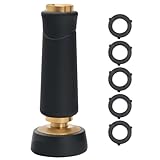 High-Pressure Rubber-Coated Copper Water Hose Nozzle, Non-Slip TPR Grip, Anti-Corrosion Brass Body, Watering and Irrigation, Outdoor Cleaning