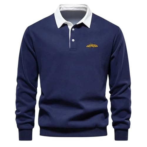 Men's Embroidered Pure Cotton Long Sleeved Polo Shirt Fashionable Casual Comfortable and Versatil4