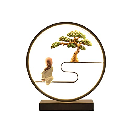 Syina Lampe de Chevet Chinois Zen Lampe Bureau Lampe de Table Elégante Étude Artisanat Décor Salon Chambre Entrée LED Lampe de Table