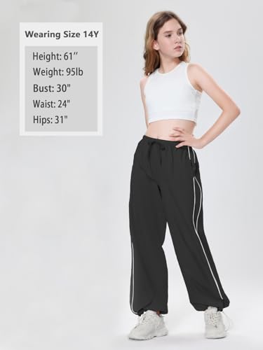 Image of EXARUS Girls Parachute Pants Cargo Hip Hop Wide Leg Baggy Y2K Teen