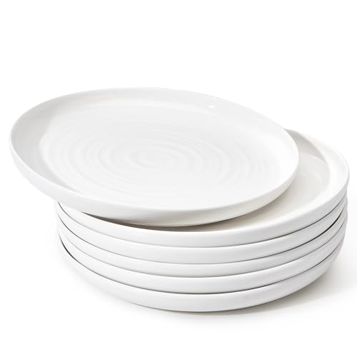 Sweese Lot de 6 assiettes à dessert rondes en porcelaine de 20 cm, petites assiettes à apéritif, passent au micro-ondes et au lave-vaisselle, résistantes aux rayures, blanc Sweese Lot de 6 assiettes à dessert rondes en porcelaine de 20 cm, petites assiettes à apéritif, passent au micro-ondes et au lave-vaisselle, résistantes aux rayures, blanc