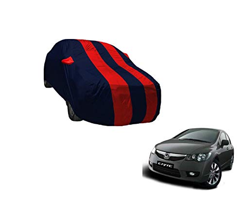 Image of Auto Hub Car Cover Compatible with Civic (Model : 2006-2013) with Weather Proof, Mirror Pocket, Triple Stitched, Civic Car Cover- Navy-Red