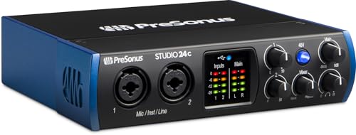 PreSonus Studio 24c, USB-C-Audio-Interface, für Aufnahme, Streaming, Podcasting mit Software-Bundle...
