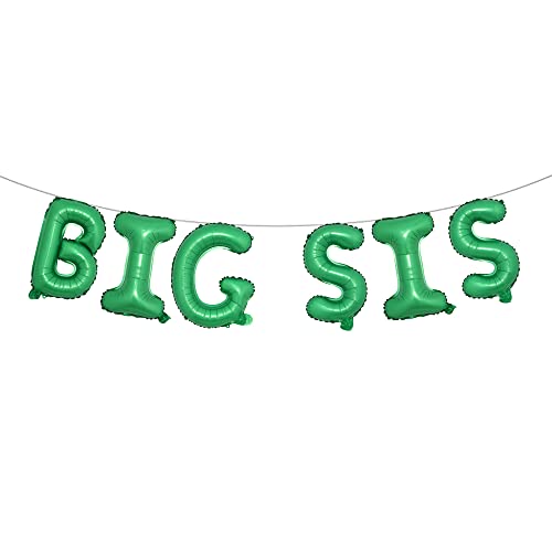 16" Multicolor Big SIS Balloons Banner Foil Letters Mylar Balloons for Baby Showers Birthday Party Decoration (BIG SIS Green)