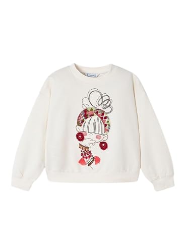 Mayoral Embroidered Pullover for Girls Chickpea