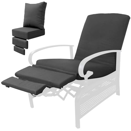All-Weather Wicker Recliner Patio Cushions Dark Gray
