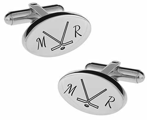 Mancuernillas personalizadas de plata para jugadores y entrenadores de hockey miniatura 1